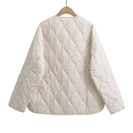 Women's Quilted Lightweight Jackets Long Sleeve Winter Cropped Coat Bow Tie Front Outwear