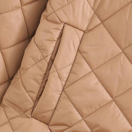 Womens Quilted Puffer Jacket Hooded Long Sleeve Button Down Winter Lightweight Coat