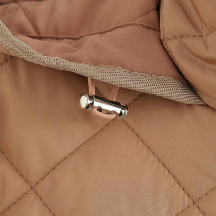 Womens Quilted Puffer Jacket Hooded Long Sleeve Button Down Winter Lightweight Coat