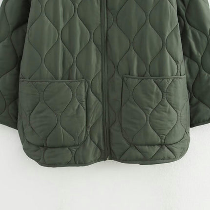 Women's Oversized Quilted Lightweight Jacket Zip Up Puffer Padded Outerwear