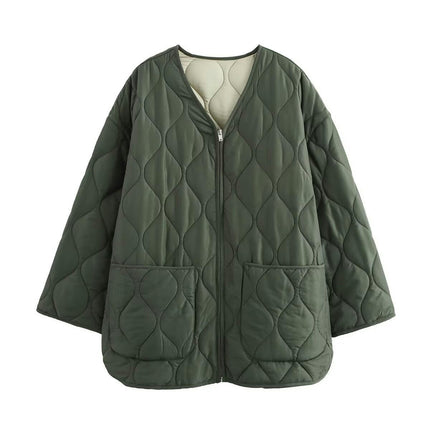 Women's Oversized Quilted Lightweight Jacket Zip Up Puffer Padded Outerwear