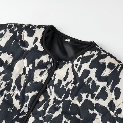 Women's Cropped Quilted Jacket Floral Print Lightweight Coat Fall Winter Button Down Outwear