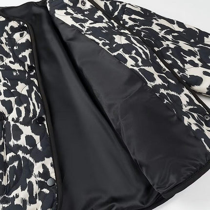 Women's Cropped Quilted Jacket Floral Print Lightweight Coat Fall Winter Button Down Outwear