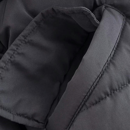 Womens Cropped Puffer Jacket Full Zip Quilted Jackets Warm Winter Coat with Faux Fur Collar