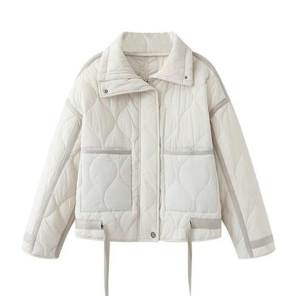 Women's Winter Quilted Jackets Long Sleeve Button Down Puffer Jacket Padded Outerwear Coats