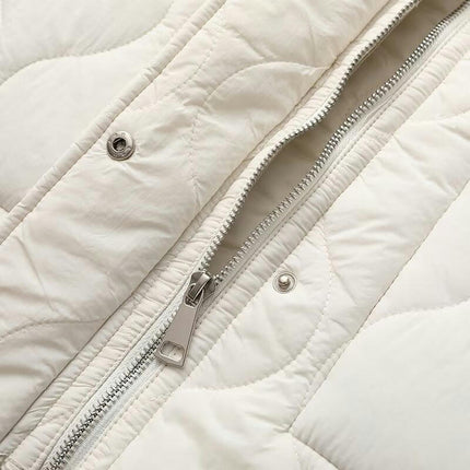 Women's Winter Quilted Jackets Long Sleeve Button Down Puffer Jacket Padded Outerwear Coats