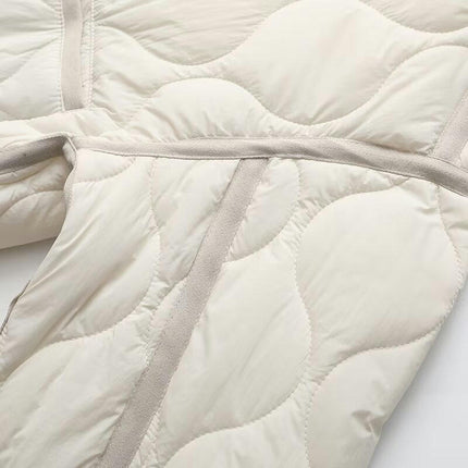 Women's Winter Quilted Jackets Long Sleeve Button Down Puffer Jacket Padded Outerwear Coats