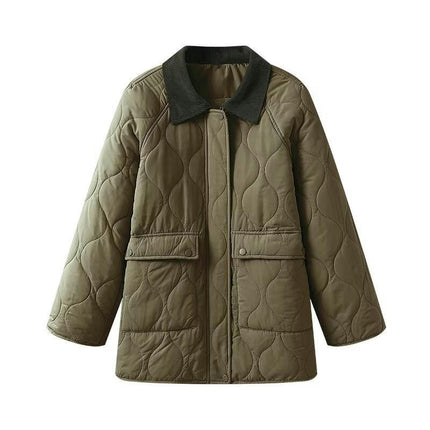 Women's Winter Casual Quilted Jackets Long Sleeve Zip Up Puffer Outerwear Coats