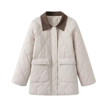 Women's Winter Casual Quilted Jackets Long Sleeve Zip Up Puffer Outerwear Coats
