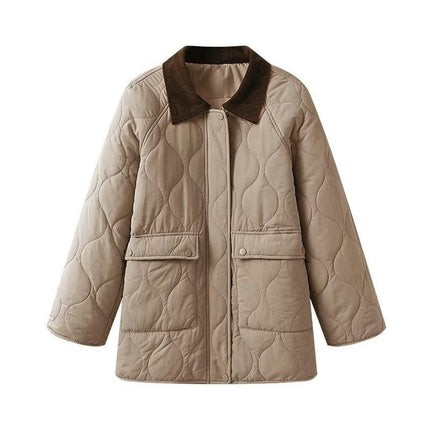 Women's Winter Casual Quilted Jackets Long Sleeve Zip Up Puffer Outerwear Coats