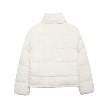 Women's Cropped Faux Fleece Sherpa Jacket Zip Up Winter Furry Coat Outerwear