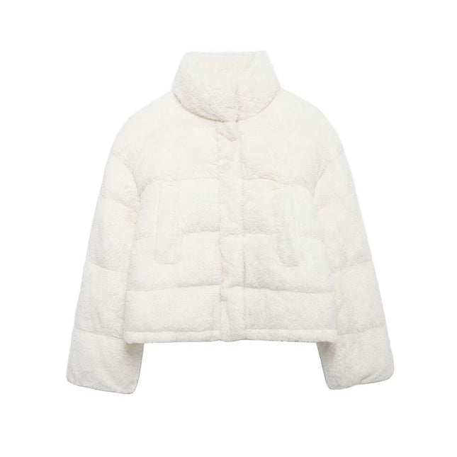 Women's Cropped Faux Fleece Sherpa Jacket Zip Up Winter Furry Coat Outerwear