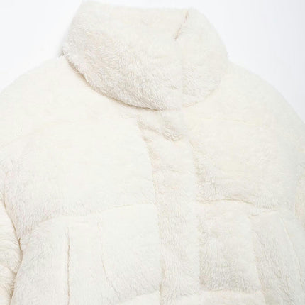 Women's Cropped Faux Fleece Sherpa Jacket Zip Up Winter Furry Coat Outerwear