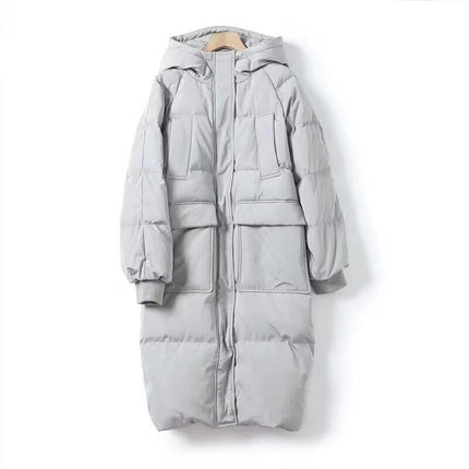 Women's Thickened Long Puffer Jacket Winter Zipper Hooded Warm Coat Outerwear