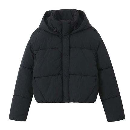 Women's Cropped Puffer Jackets Hood Zipped Short Quilted Warm Winter Coat