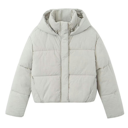 Women's Cropped Puffer Jackets Hood Zipped Short Quilted Warm Winter Coat