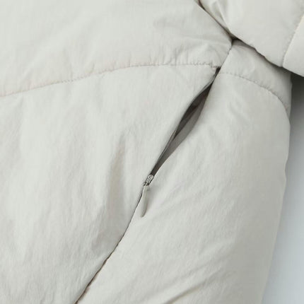Women's Cropped Puffer Jackets Hood Zipped Short Quilted Warm Winter Coat