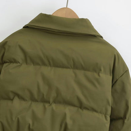 Womens Lightweight Quilted Jacket Long Sleeve Zipper Cropped Coat