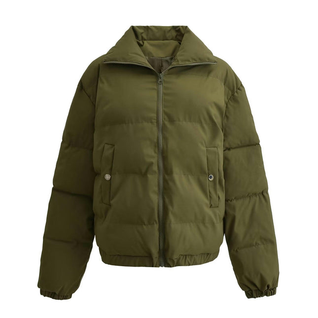 Women's Winter Quilted Jacket Warm Long Sleeve Zipper Padded Outerwear Coats
