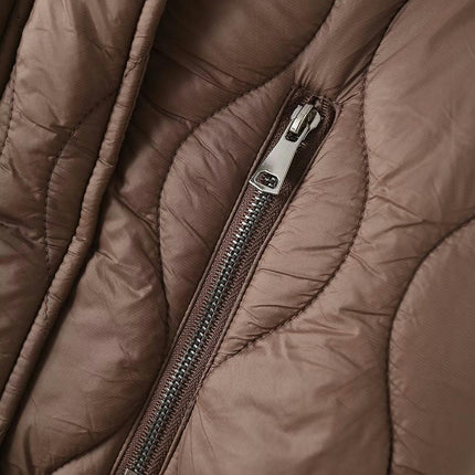 Women's Winter Thicken Puffer Coat Warm Drawstring Long Sleeve Zipper Jacket with Hood