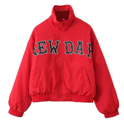 Women's Winter Jacket Stand Collar Long Sleeve Warm Padded Zipper Coats