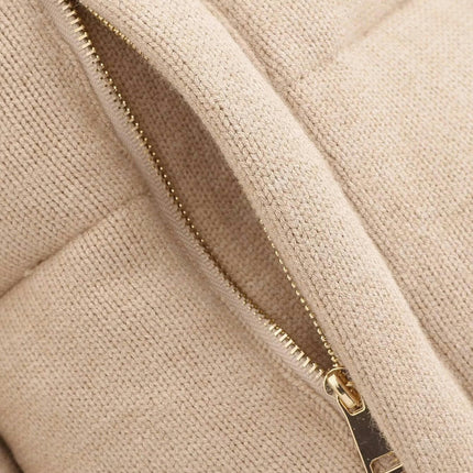 Womens Cropped Jacket Full Zip Quilted Warm Winter Padded Coat Outerwear