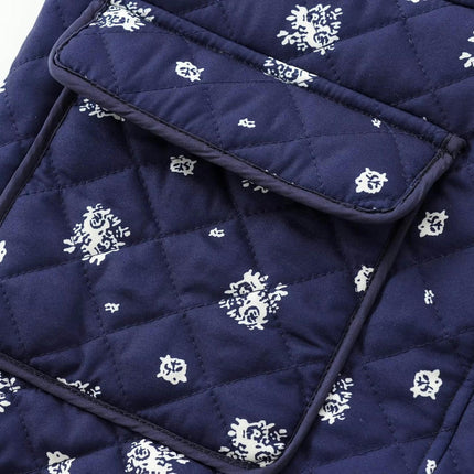 Women's Cropped Button Down Jacket Lightweight Floral Print Long Sleeve Padded Quilted Coat