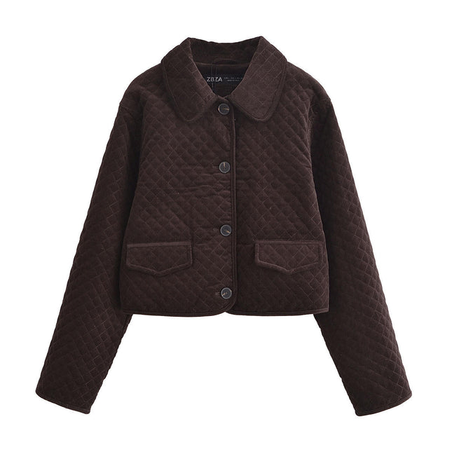Women's Winter Casual Corduroy Jackets Long Sleeve Button Down Lapel Outerwear Cropped Coats