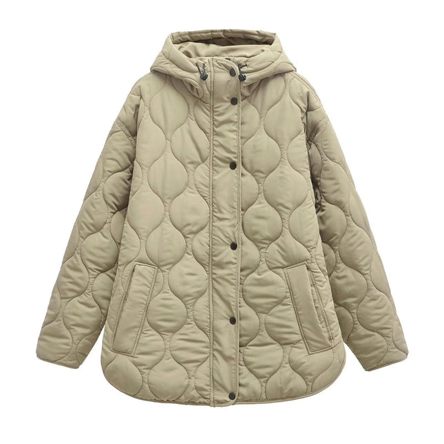 Zip Up Jackets for Women Winter Casual Quilted Hooded Lightweight Coat