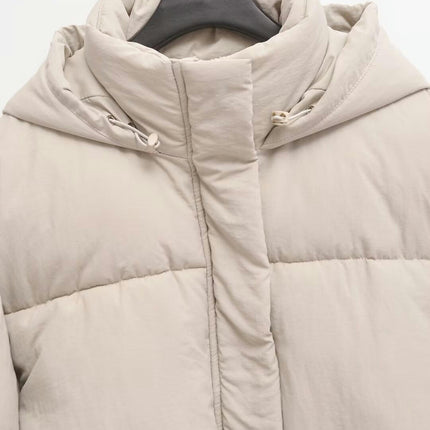 Women's Cropped Hooded Puffer Jacket Zip Up Winter Quilted Warm Short Outerwear