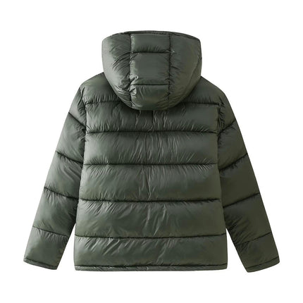 Womens Quilted Winter Coat Hooded Zip Up Puffer Jacket Outerwear