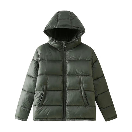 Womens Quilted Winter Coat Hooded Zip Up Puffer Jacket Outerwear
