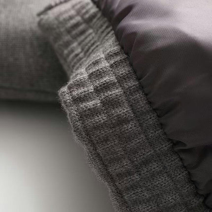 Women's Cropped Knit Puffer Jacket Zip Up Winter Quilted Warm Short Outerwear
