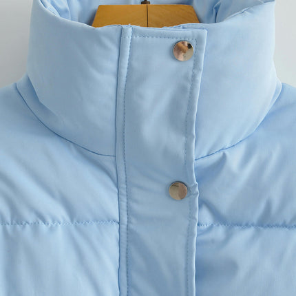 Women's Cropped Puffer Jacket Lightweight Quilted Long Sleeve Zipper Winter Outerwear Coat