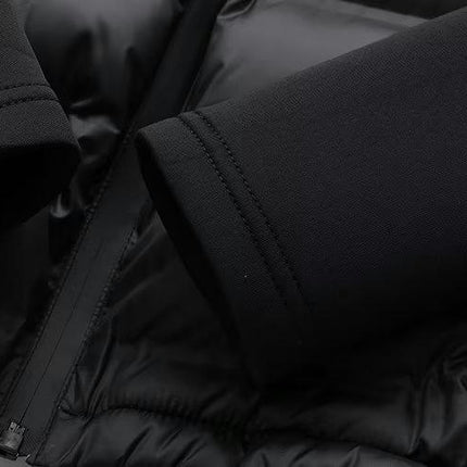 Women' s Cropped Quilted Puffer Jacket Patchwork Long Sleeve Zipper Outerwear Coats