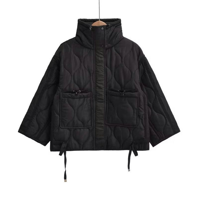 Womens Quilted Puffer Jackets Lightweight Long Sleeve Zipper Loose Fall Winter Coat