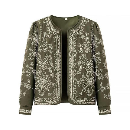 Lightweight Jackets for Women Floral Print Open Front Padded Cardigan Outwear