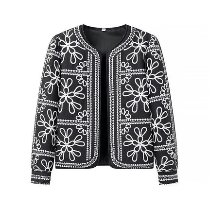 Lightweight Jackets for Women Floral Print Open Front Padded Cardigan Outwear