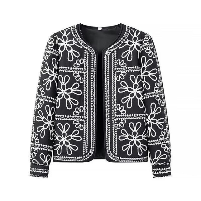 Lightweight Jackets for Women Floral Print Open Front Padded Cardigan Outwear