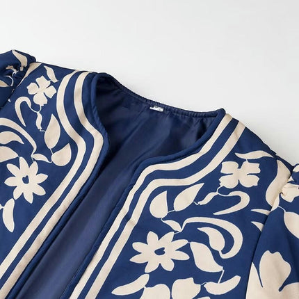 Lightweight Jackets for Women Floral Print Open Front Padded Cardigan Outwear