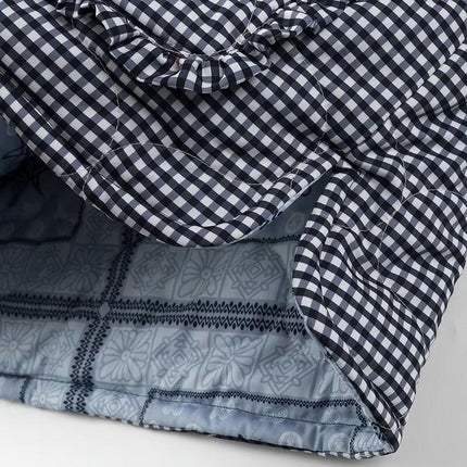 Womens Quilted Jacket Plaid Print Lightweight Coat Button Down Short Padded Outwear