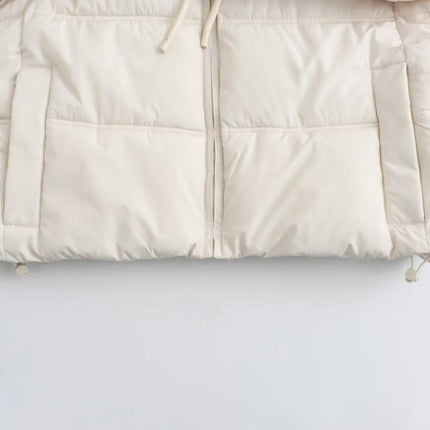 Women's Cropped Puffer Jacket Hooded Zip Up Quilted Short Padded Coat Winter Warm Outwear