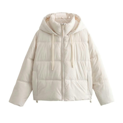 Women's Cropped Puffer Jacket Hooded Zip Up Quilted Short Padded Coat Winter Warm Outwear