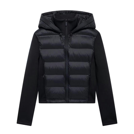 Women's Cropped Quilted Jacket Hooded Zip Up Short Padded Coat Winter Warm Outwear