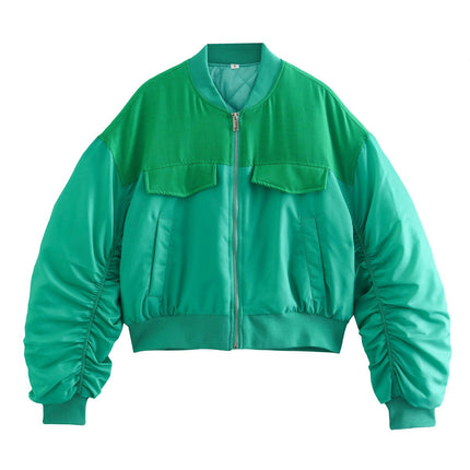 Women's Bomber Jacket Casual Zip Up Winter Fall Coat Fashion Outerwear with Pockets