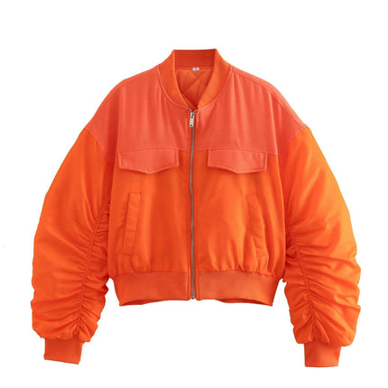 Women's Bomber Jacket Casual Zip Up Winter Fall Coat Fashion Outerwear with Pockets