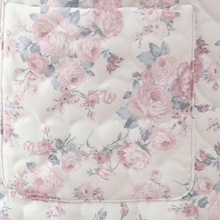 Women's Lightweight Floral Print Jacket Long Sleeve Button Down Padded Quilted Coat