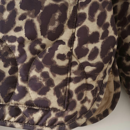 Women's Quilted Lightweight Jackets Leopard print Winter Coats Zip Up Outerwear