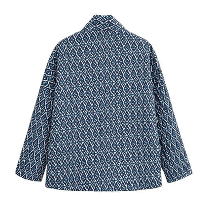 Women's Lightweight Quilted Jacket Cardigan Floral Printed Long Sleeve Open Front Padded Coats