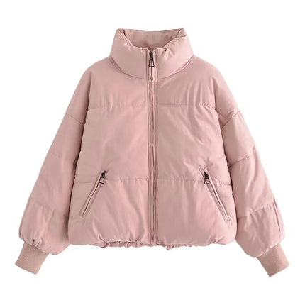 Womens Winter Quilted Jackets Long Sleeve Full Zip Puffer Coats with Pockets